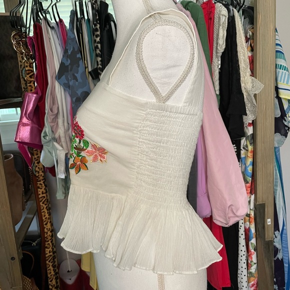 NWT! CAROLINA K embroidered Layla parrot cotton crop top - Picture 8 of 11